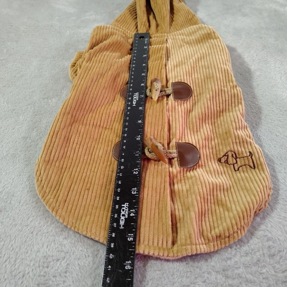 American Dog Outfitters Corduroy Coat M Tan Fleece Toggle Hooded Warm Outdoors